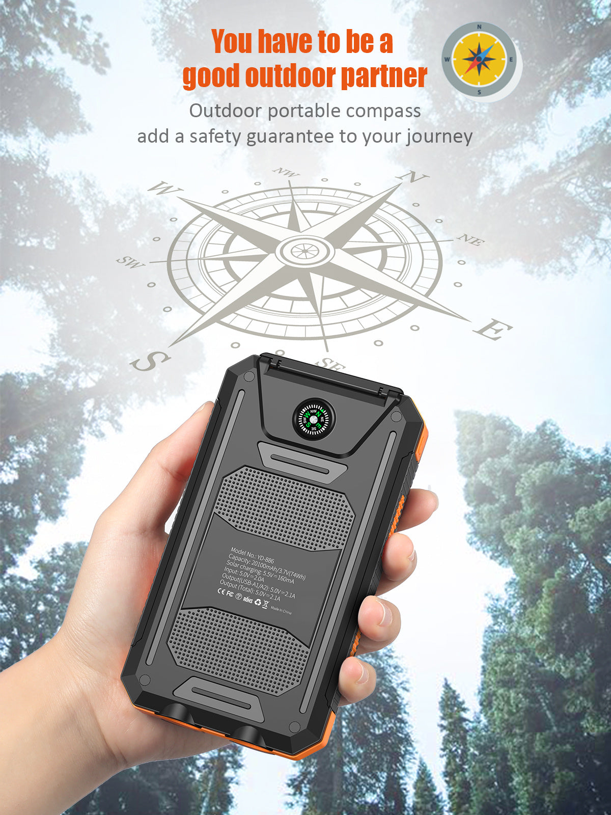2USB Portable Super Charger Solar Power Bank With LED Flashlights 30000mAh