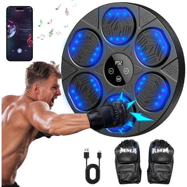 Smart Bluetooth Music Boxing Machine – Wall-Mounted Workout Target with Gloves for Home & Gym