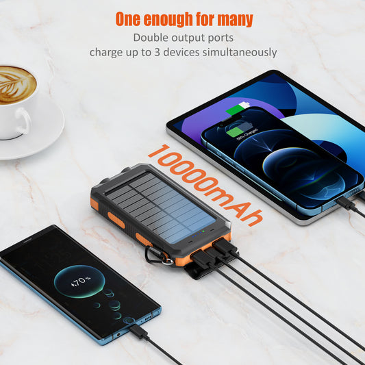 2USB Portable Super Charger Solar Power Bank With LED Flashlights 30000mAh