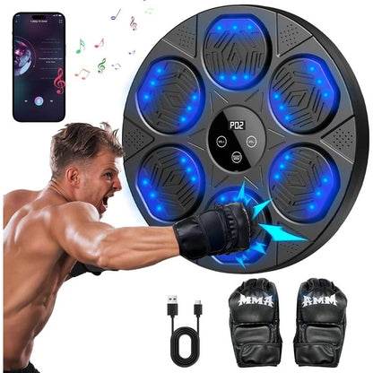 Smart Bluetooth Music Boxing Machine – Wall-Mounted Workout Target with Gloves for Home & Gym