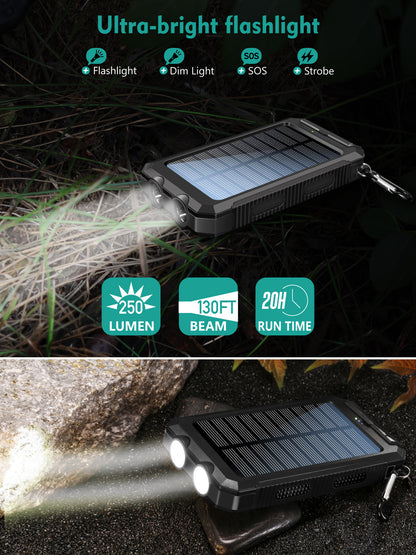 2USB Portable Super Charger Solar Power Bank With LED Flashlights 30000mAh