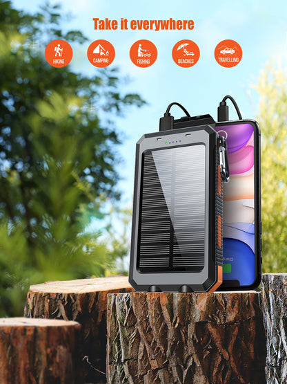 2USB Portable Super Charger Solar Power Bank With LED Flashlights 30000mAh