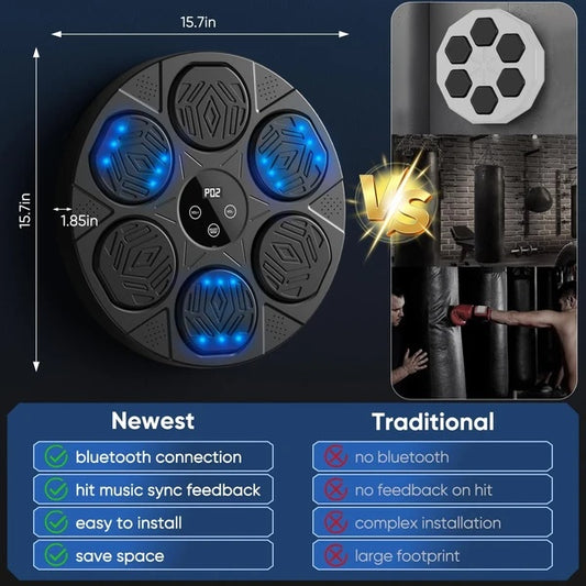 Smart Bluetooth Music Boxing Machine – Wall-Mounted Workout Target with Gloves for Home & Gym